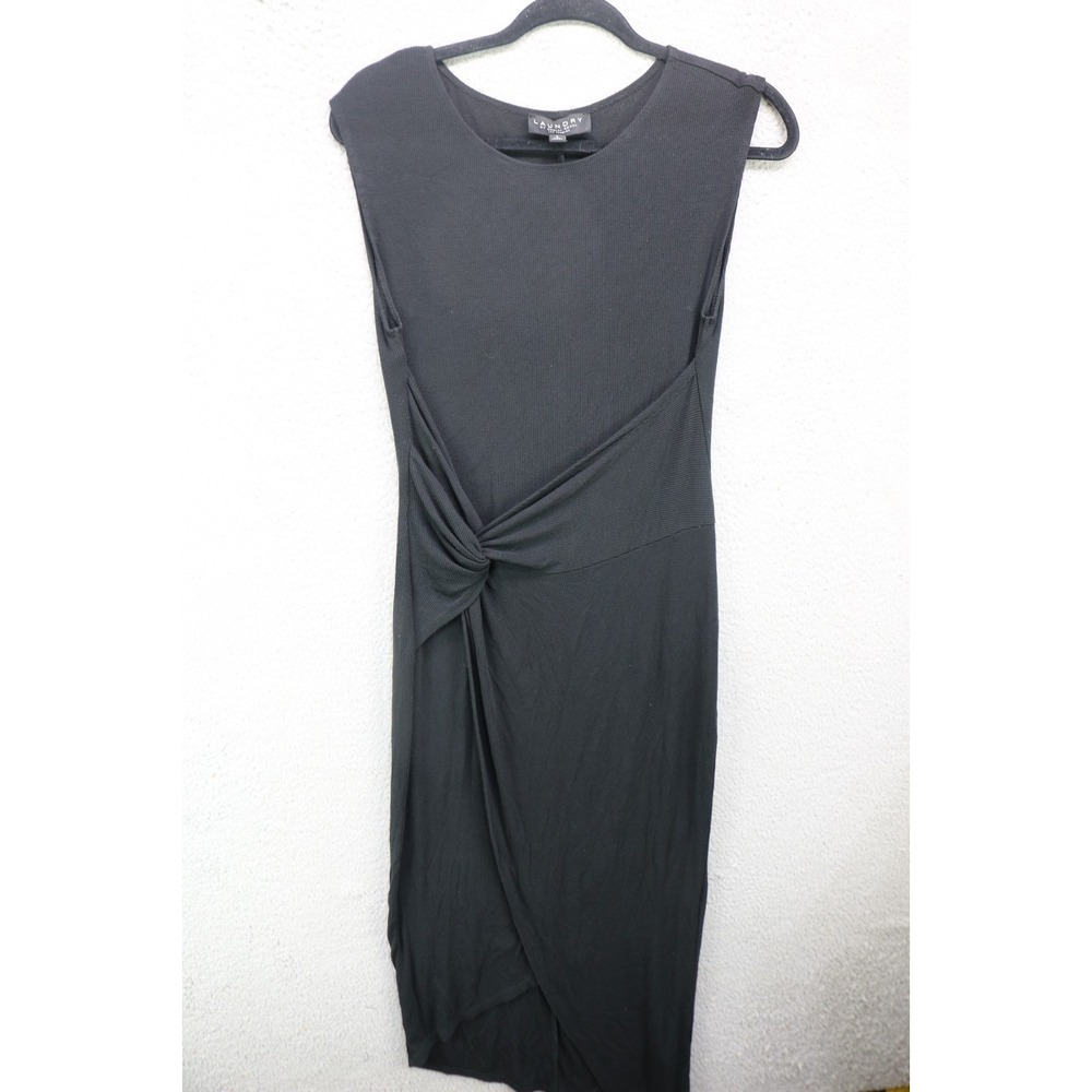 Laundry by Shellli Segal Ribbed Sleeveless Faux Wrap Maxi Dress-Small-Goth-Witch